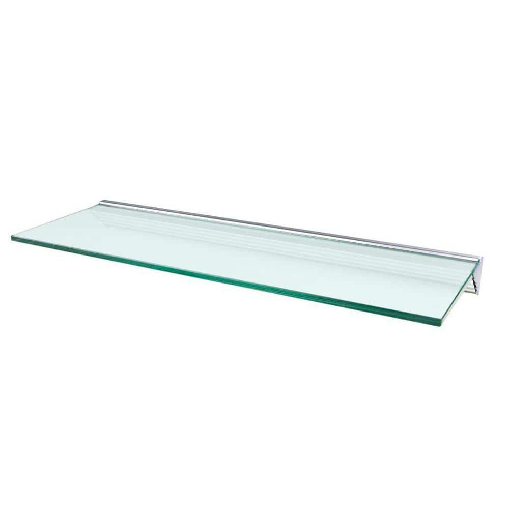 Glacier Opaque Glass Floating Wall Shelf with Silver Bracket
