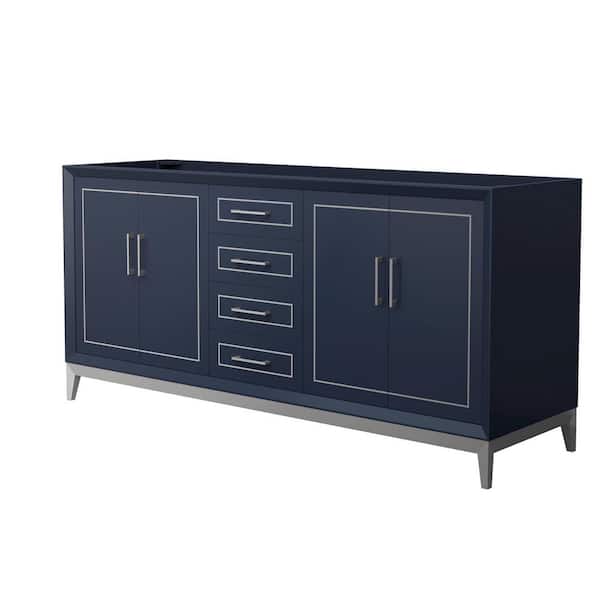 Wyndham Collection Marlena 71.75 in. W x 21.75 in. D x 34.5 in. H Double Bath Vanity Cabinet without Top in Dark Blue