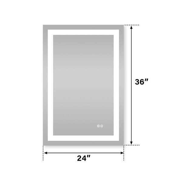 WELLFOR ALINA 24 in. W x 36 in. H Rectangular Frameless Anti WELLFOR ALINA 24 in. W x 36 in. H Rectangular Frameless Anti