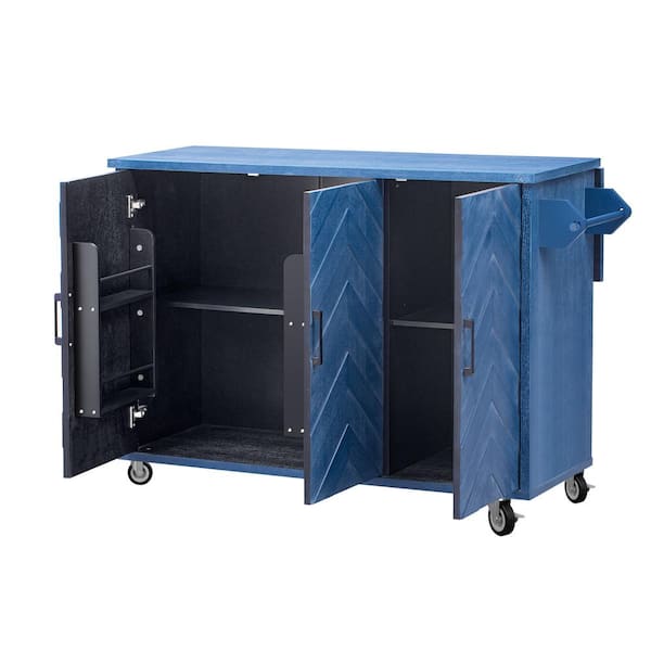 COWLOWN 51.2 in. W x 29.5 in. D x 36.2 in. H Bathroom Navy Blue Linen Cabinet