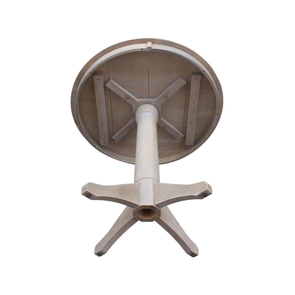 Elegant French Country Round Pedestal Dining Table in Weathered Gray
