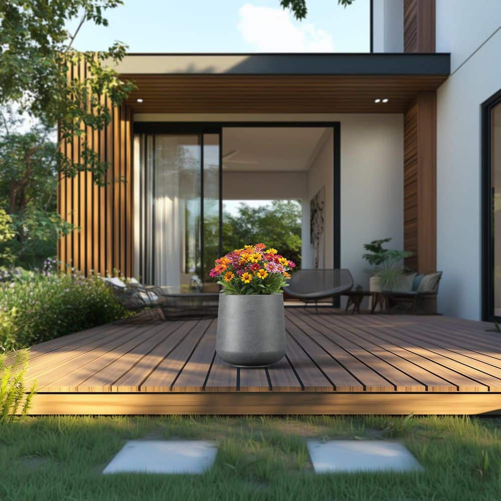 13.5 in. Medium Natural Gray(Enhanced Core) Concrete Round Planter / Pot with Drainage Holes price history on PriceWatchPro