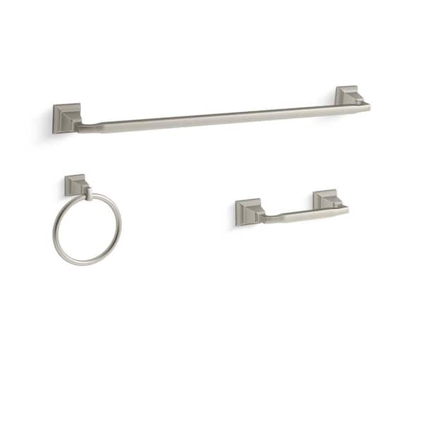 KOHLER Kallan 3-Piece Bathroom Hardware Set in Vibrant Brushed Nickel