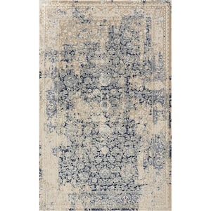 Chesta Blue 2 ft. x 3 ft. Floral/Botanical Classic/Traditional Luxelon Blend Area Rug