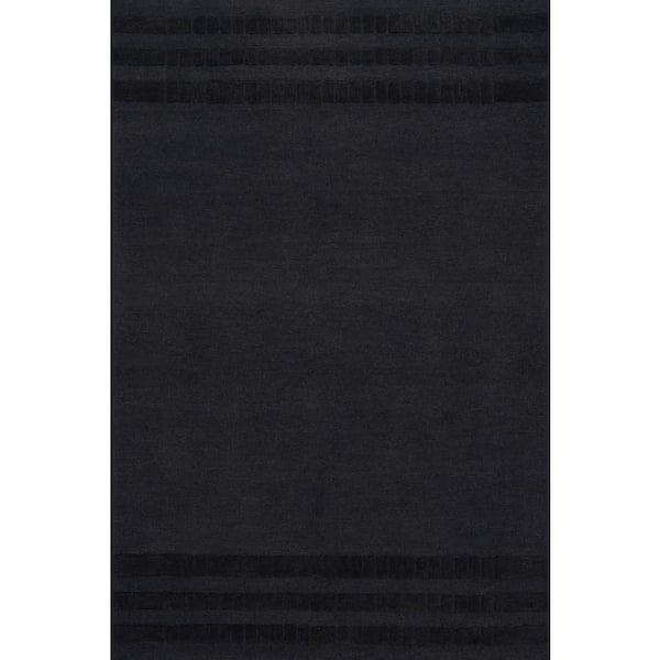 Carmeon Hamilton x Rugs Barron Solid Bohemian Wool Black 5 ft. x 8 ft. Indoor Area Rug