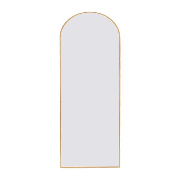 Diyuko 71 in. H x 23.6 in. W Modern Arched Shape Framed Gold Standing Mirror Full Length Floor Mirror