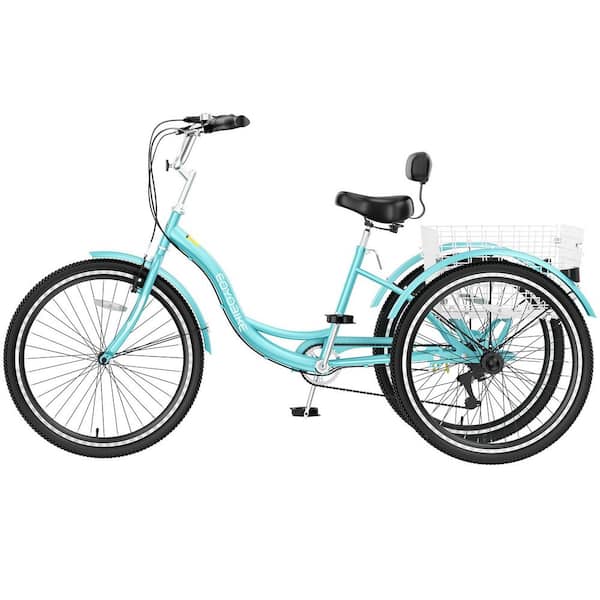 BOZTIY 26 Inch Cruise Trike, 3 Wheel 7 Speed Bikes Three-Wheeled