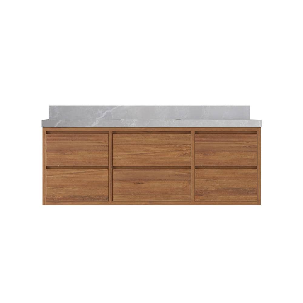 Madison Float 60 in. W x 22 in. D x 36 in. H Single Sink Bath Vanity in Dark Natural with 2 in. Pearl Gray Qt. Top price history on PriceWatchPro
