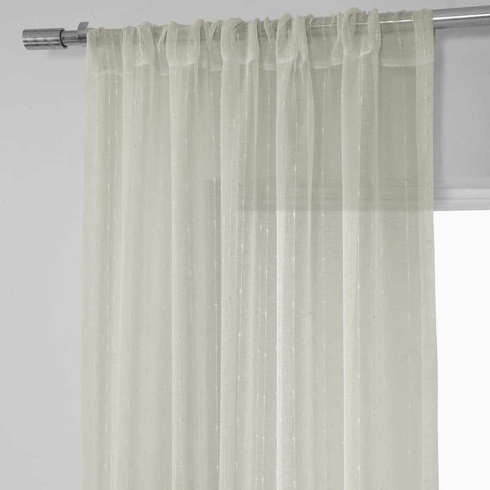 Elegant Montpellier White Sheer Linen & Polyester Curtain 50" x 96"