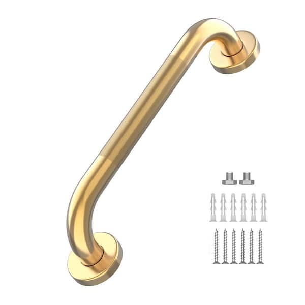 20 in. Anti Slip Shower Grab Bar in Gold, Knurled Bath Grab Bar, Safety Hand Rail Support for Elderly