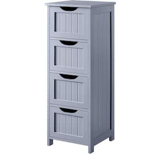 11.81 in. W x 11.81 in. D x 32.28 in. H Gray Bathroom Linen Cabinet Floor Storage Cabinet with 4-Drawers