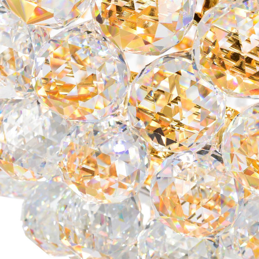 Empire Gold Flush Mount with Clear Crystal and Glass Shade