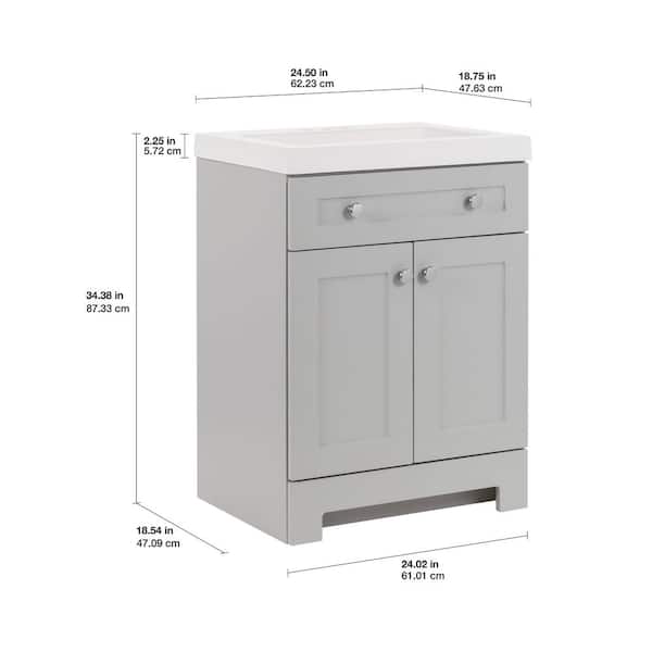 メルべ Glacier Bay Everdean 25 in. Single Sink Pearl Gray Bath
