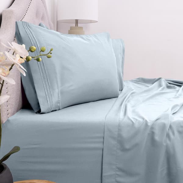 Sweet Home Collection 1800 Series 4 Piece Misty Blue Solid Color Microfiber  Full Sheet Set 4PC-MIST-FULL - The Home Depot