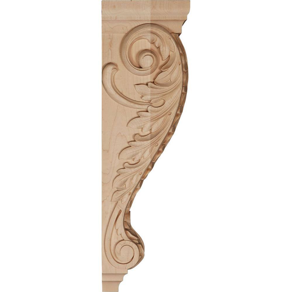 Large Unfinished Rubberwood Hand-Carved Acanthus Corbel