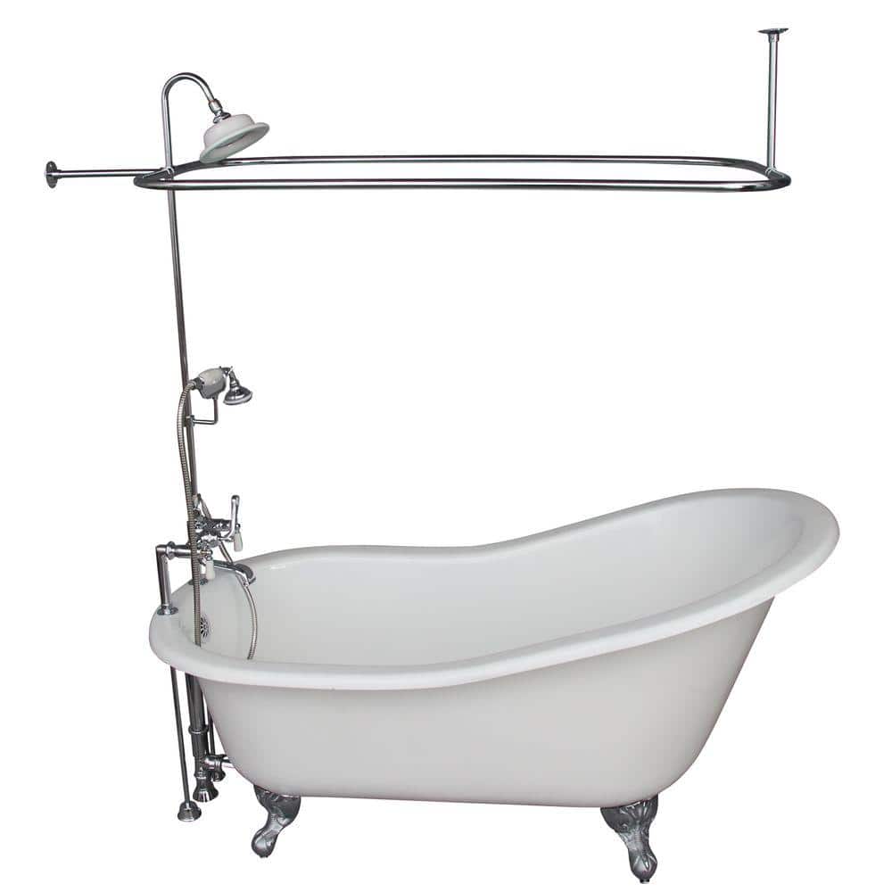 5 ft. Cast Iron Ball and Claw Feet Slipper Tub in White with Polished Chrom