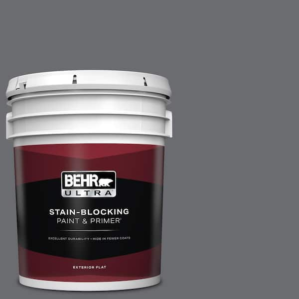 BEHR ULTRA 5 gal. #PPF-49 Platinum Gray Flat Exterior Paint & Primer