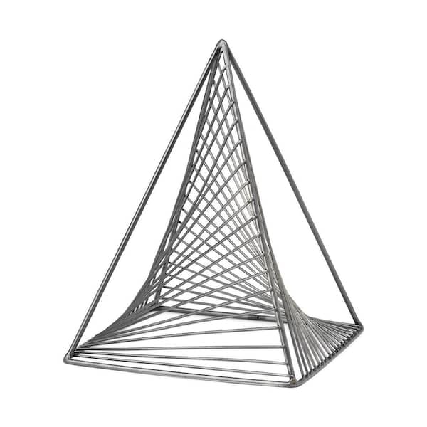 Mercana Risley Gray Metal Pyramid Decorative Object