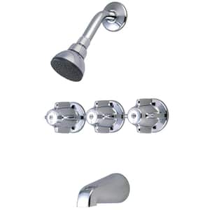 3-Handle 1-Spray Volume Control Tub and Shower Faucet in Polished Chrome (Valve Included)