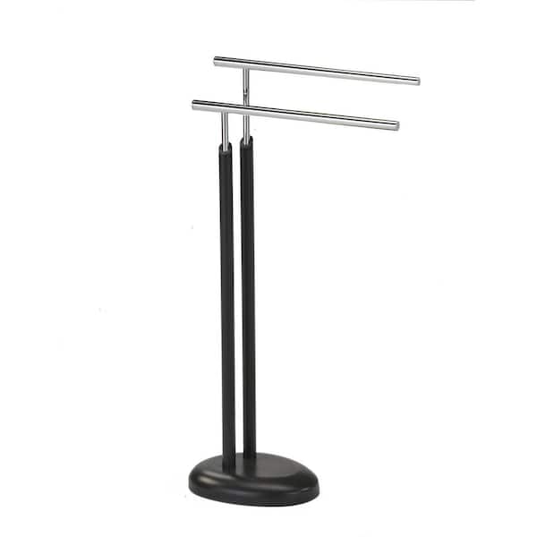 Towel Rack Chrome & Gray Metalo Towels 2 Bar Holders Dimensions: 15 in. W x 7 in. L x 32 in. H