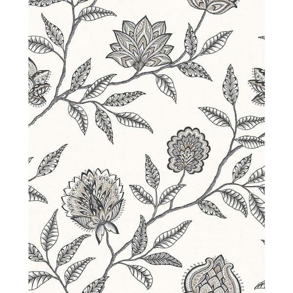 STACY GARCIA HOME - 30.75 sq. ft. Charcoal and Sandstone Jaclyn Vinyl Peel and Stick Wallpaper Roll