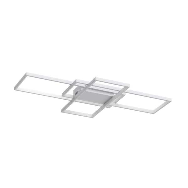 INNOBULE Modern 50-Watt 3-Layer Square Ceiling Lamp Acrylic LED Semi Flush Mount Ceiling Lights Fixtures (White)
