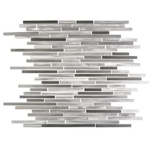 City Lights New York Gray Thin Linear Mosaic 12 in. x 16 in. Aluminum Metal Decorative Tile  (10.3 sq. ft.)