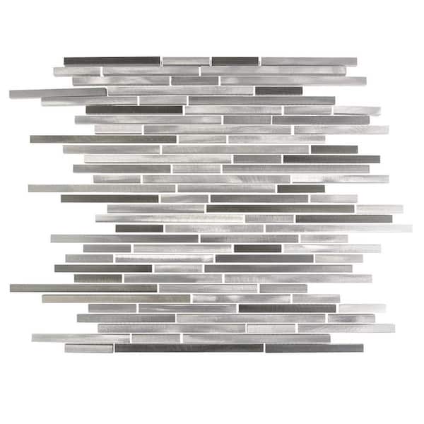 ABOLOS City Lights New York Gray Thin Linear Mosaic 12 in. x 16 in. Aluminum Metal Decorative Wall Tile (10.3 sq. ft./Case)