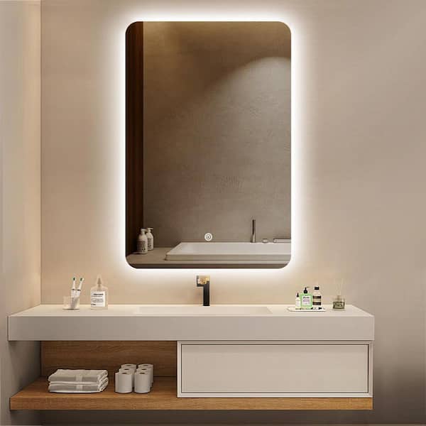 24 in. W x 36 in. H Rectangular Frameless LED Adjustable Backlit Wall Mirror Bathroom Vanity Mirror