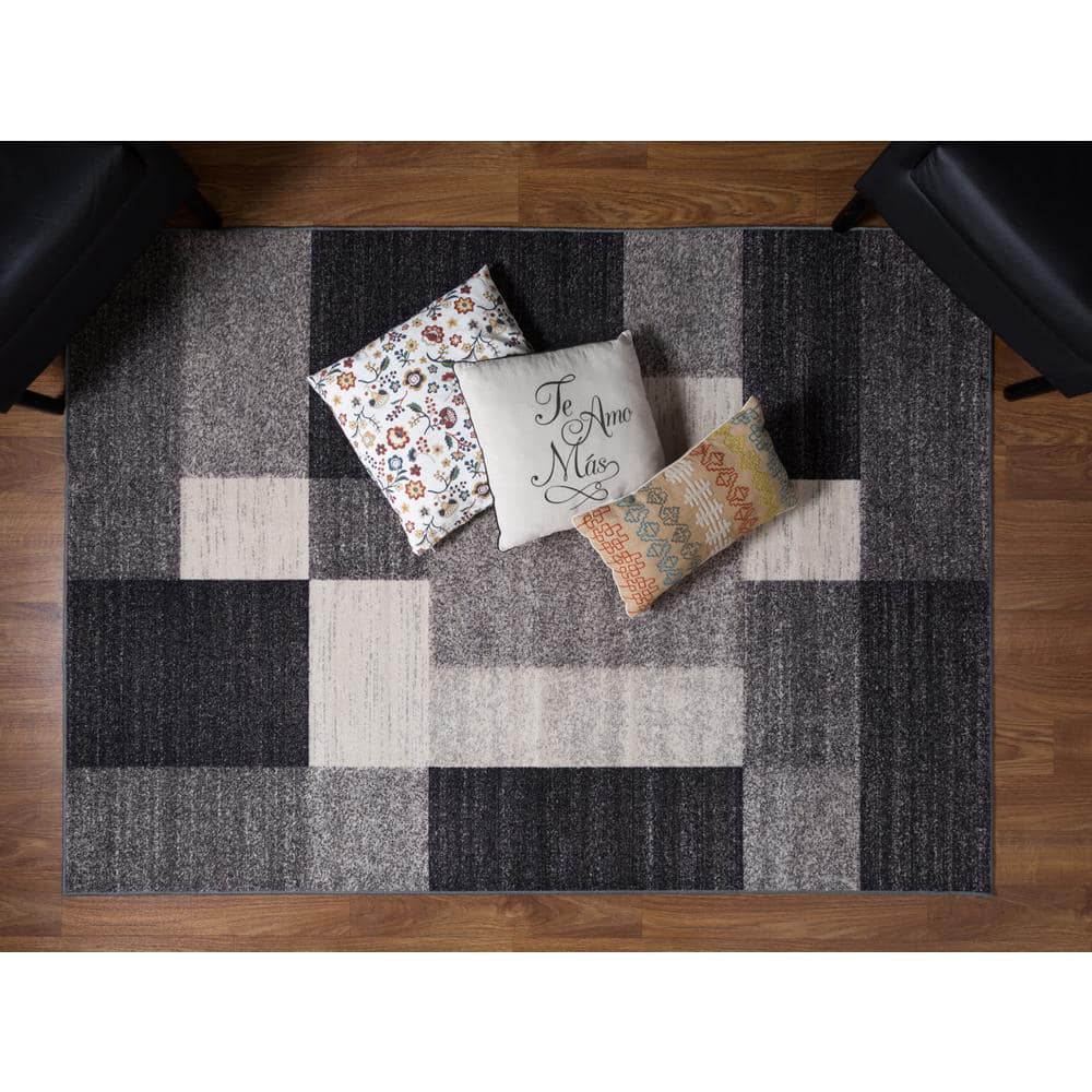 Modern Geometric Boxes 8' x 10' Gray Synthetic Area Rug