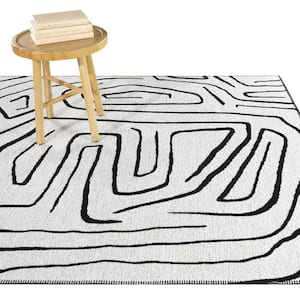 Lux White 5 ft. x 7 ft. Abstract Area Rug