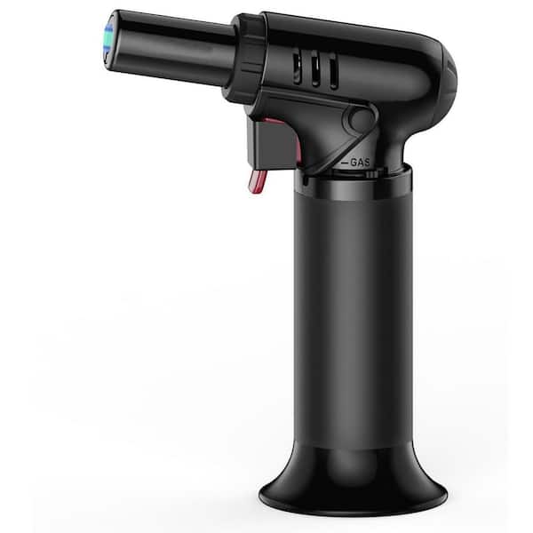 Aluminum Refillable Butane Soldering Torch Lighter with Visible Fuel Window Adjustable Flame for Welding Resin Art