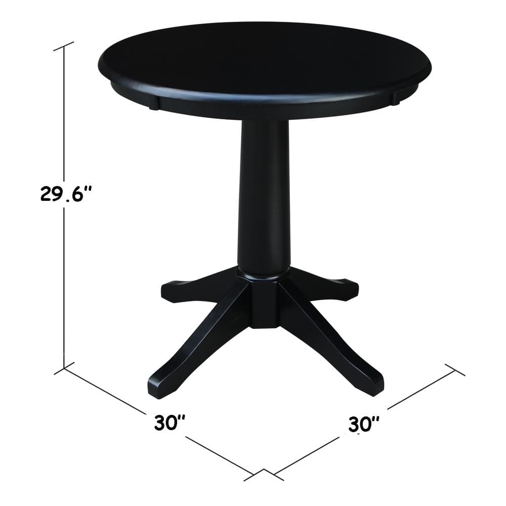 Black Round Solid Wood Pedestal Dining Table