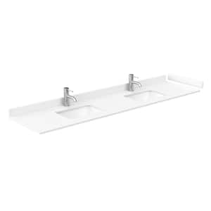 84 in. W x 22 in. D Cultured Marble Double Basin Vanity Top in White with White Basins