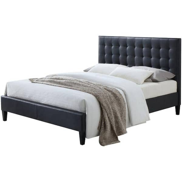 HomeRoots 87 in. x 63 in. x 46 in. H 2-Tone Gray Queen Bed