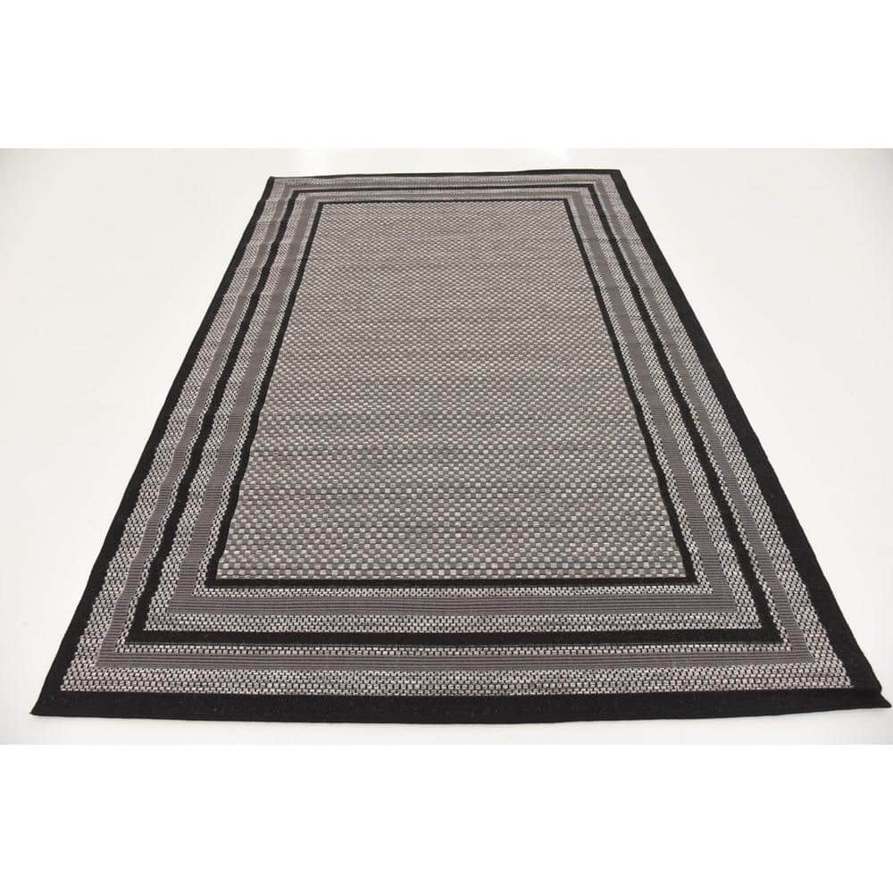 Reversible Multi-Grey Synthetic Outdoor Area Rug 5'3" x 8'