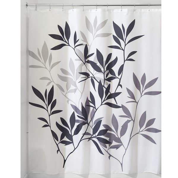 Interdesign Leaves Shower Curtain In, Black Gray Fabric Shower Curtain
