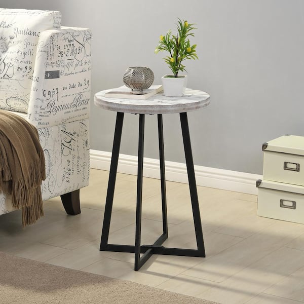 FirsTime & Co. Miles White Farmhouse Shiplap Table - 16" x 22"