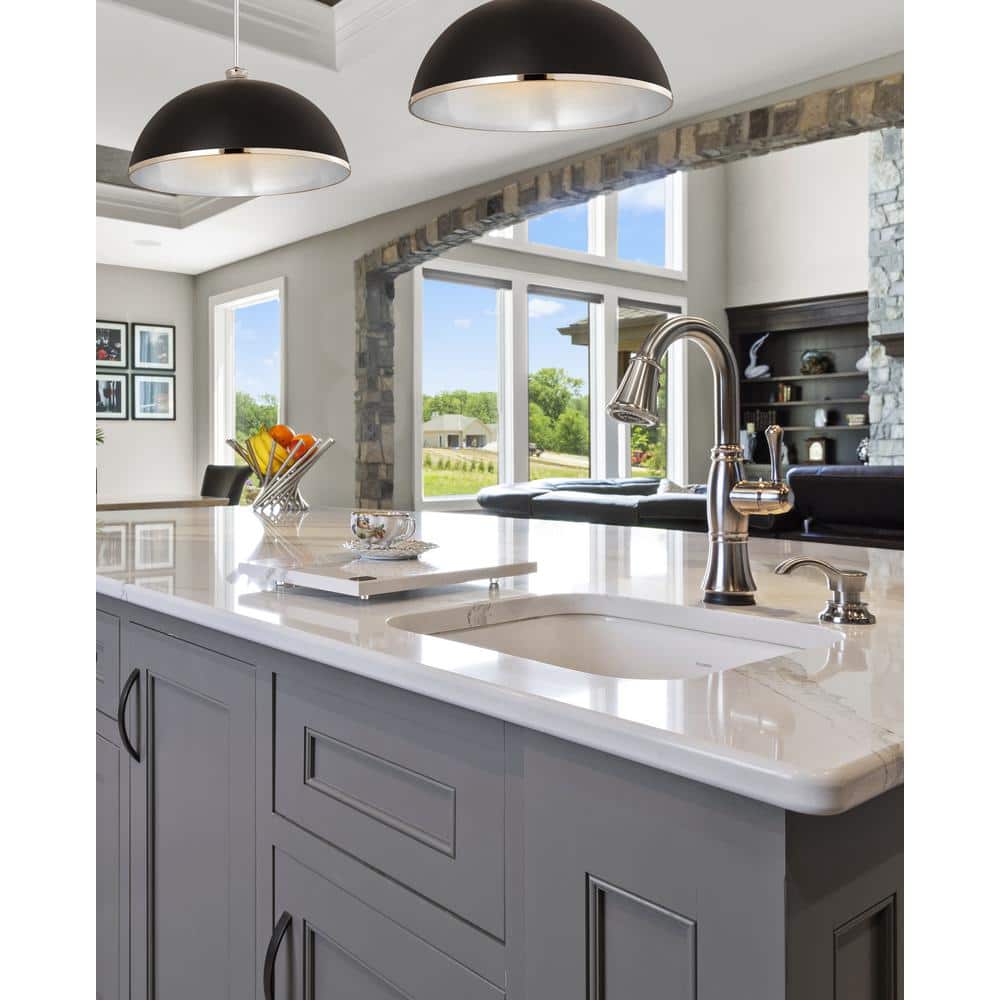 Matte Black and Chrome Steel Bowl Pendant Light