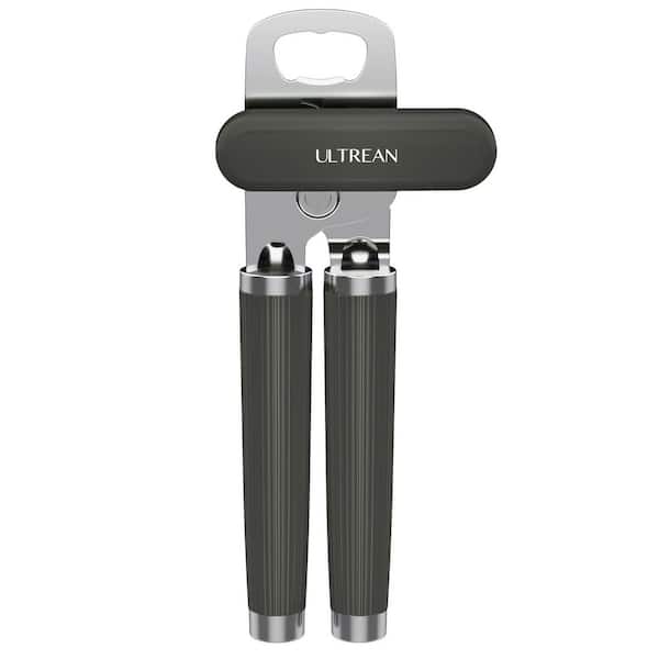 Ergonomic Can Opener with Bottle Opener, Easy-Grip Manual Opener in Gray