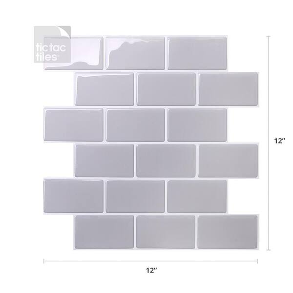 Tic Tac Tiles Subway Gray 12 In W X, Stick On Subway Tile
