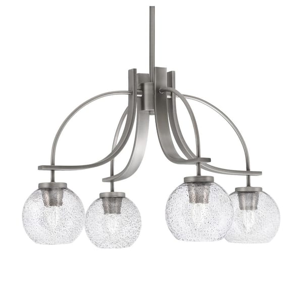 Unbranded Olympia 14.5 in., 4-Light Graphite, Downlight Chandelier, 5 in. Smoke Bubble Glass Shade