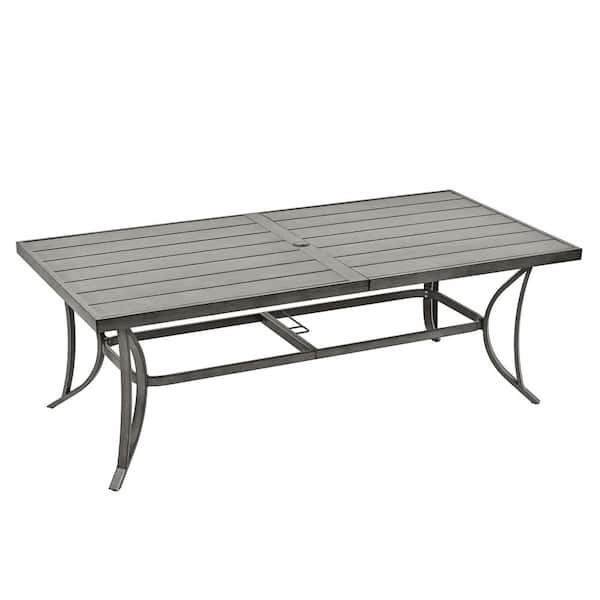ChillPavilion Urban Oasis Rectangle 84 in. x 40 in. Outdoor Aluminum Dining Table with Umbrella Hole