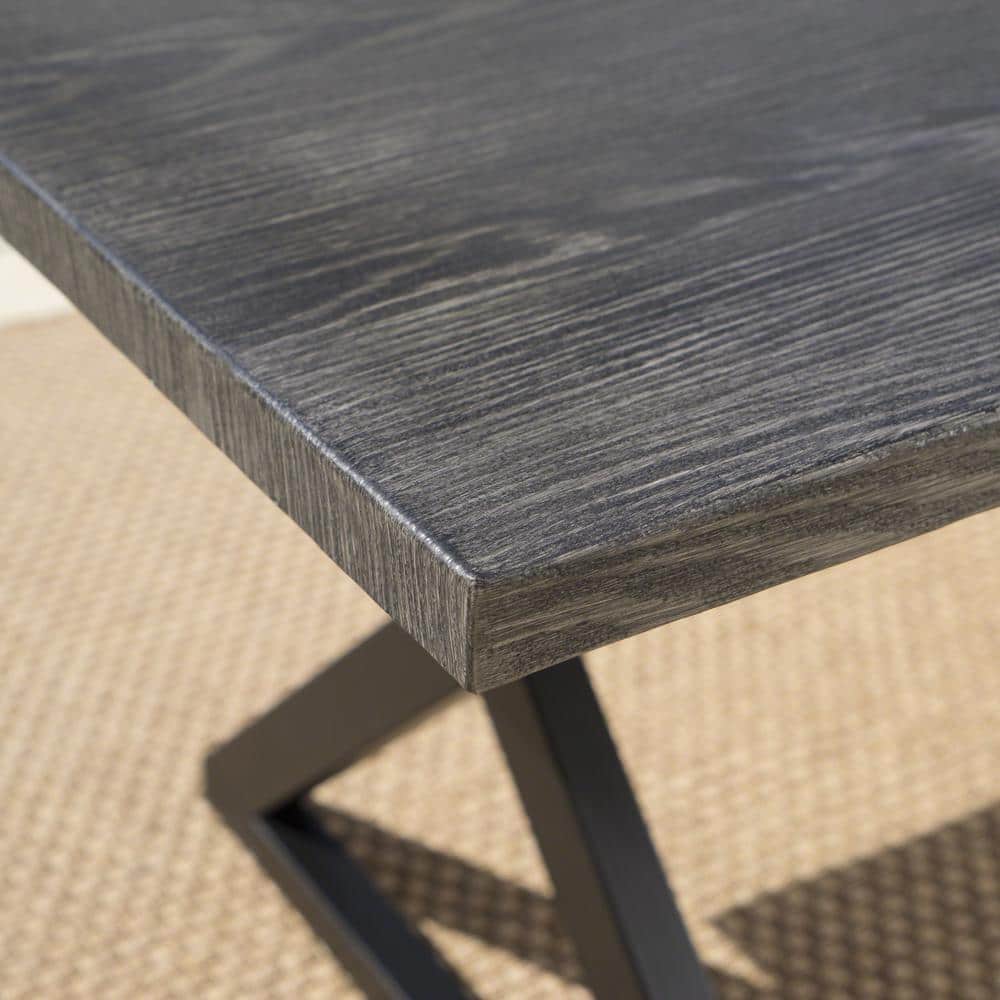 Rosarito Modern Industrial Aluminum and Steel Outdoor Dining Bench - Gray/Black