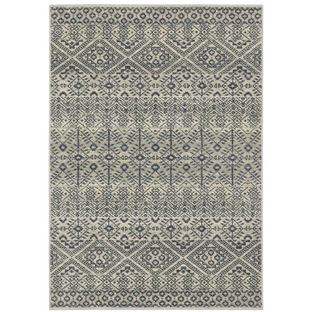 Brixworth Blue/Beige 5 ft. x 7 ft. Floral Geometric Polypropylene Indoor Area Rug price history on PriceWatchPro
