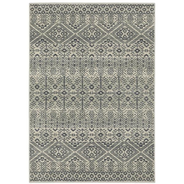 Brixworth Blue/Beige 7 ft. x 9 ft. Floral Geometric Polypropylene Indoor Area Rug
