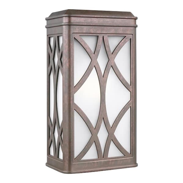 Generation Lighting Melito 1-Light Weathered Copper Outdoor 13 in. Wall Lantern Sconce with LED Bulb