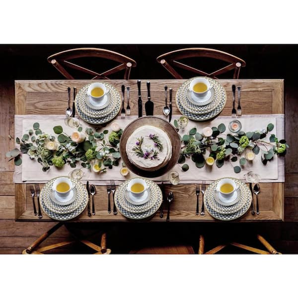 Lorren Home Trends 57 Piece Specialty Gold Porcelain Dinnerware Set Service For 8 Anabelle 57 The Home Depot