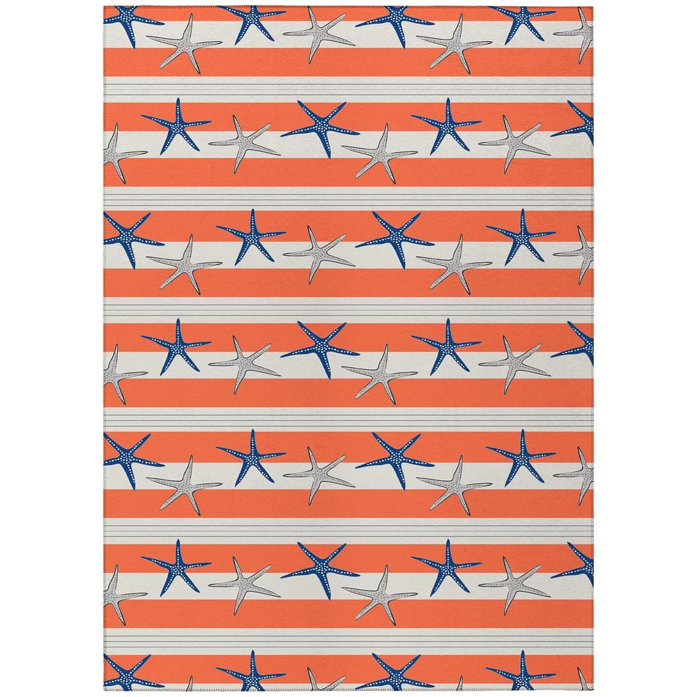 Surfside Orange 8 ft. x 10 ft. Geometric Indoor/Outdoor Area Rug