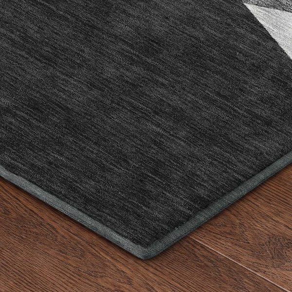 Mayfield Premium Machine Washable Abstract AMF2555 Black 2 ft. x 3 ft. Accent Rug